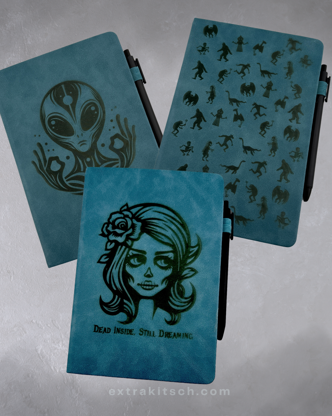 Cosmic Contact Journal – Engraved Alien Leather Notebook