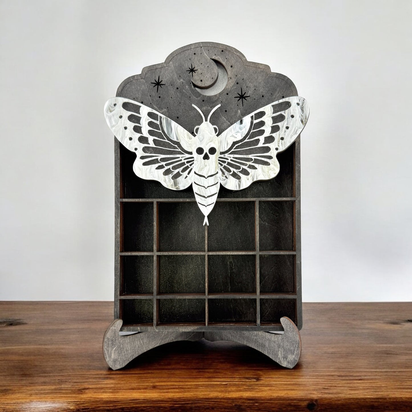 Dead Head Moth Mini Bookshelf – Celestial Gothic Curio Shelf