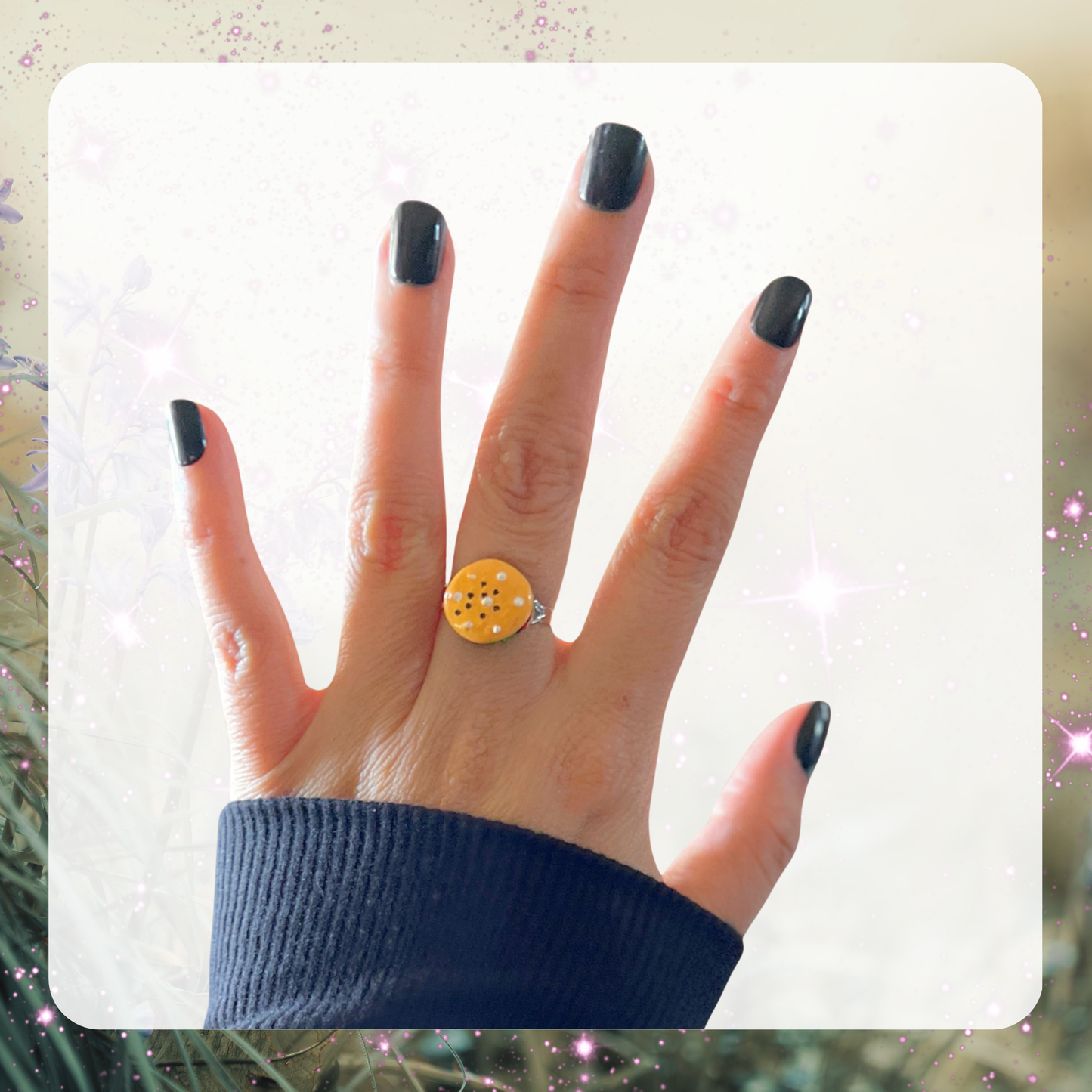 Mini Hamburger Ring – Handmade Adjustable Burger Jewelry