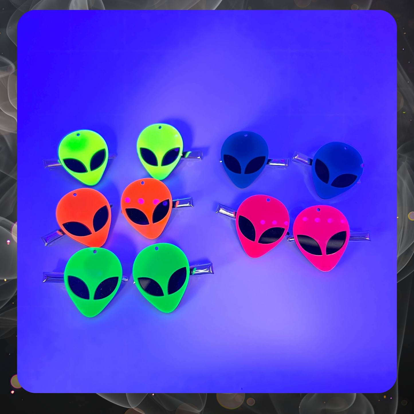 Neon Alien Hair Clips – Set of 2 (Blacklight Reactive)