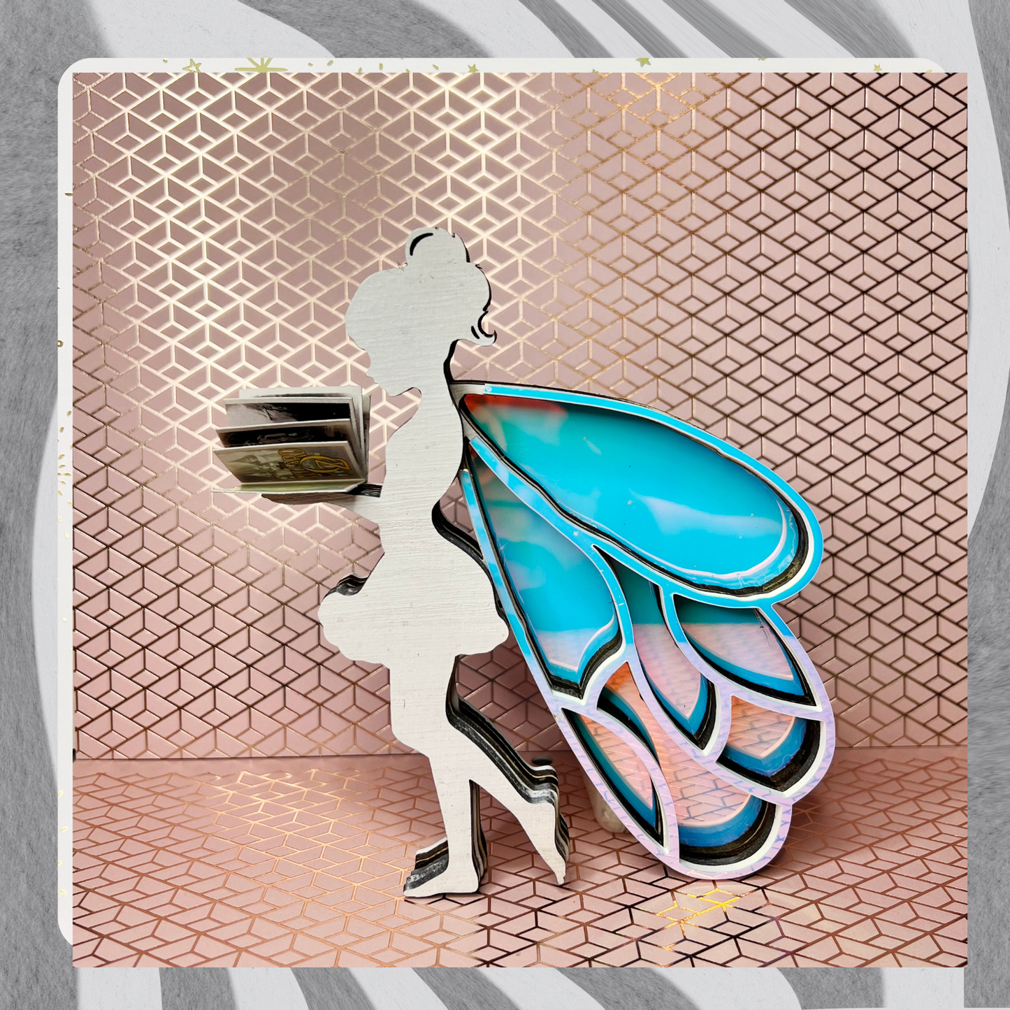Fairy Mini Bookshelf with Acrylic Wings