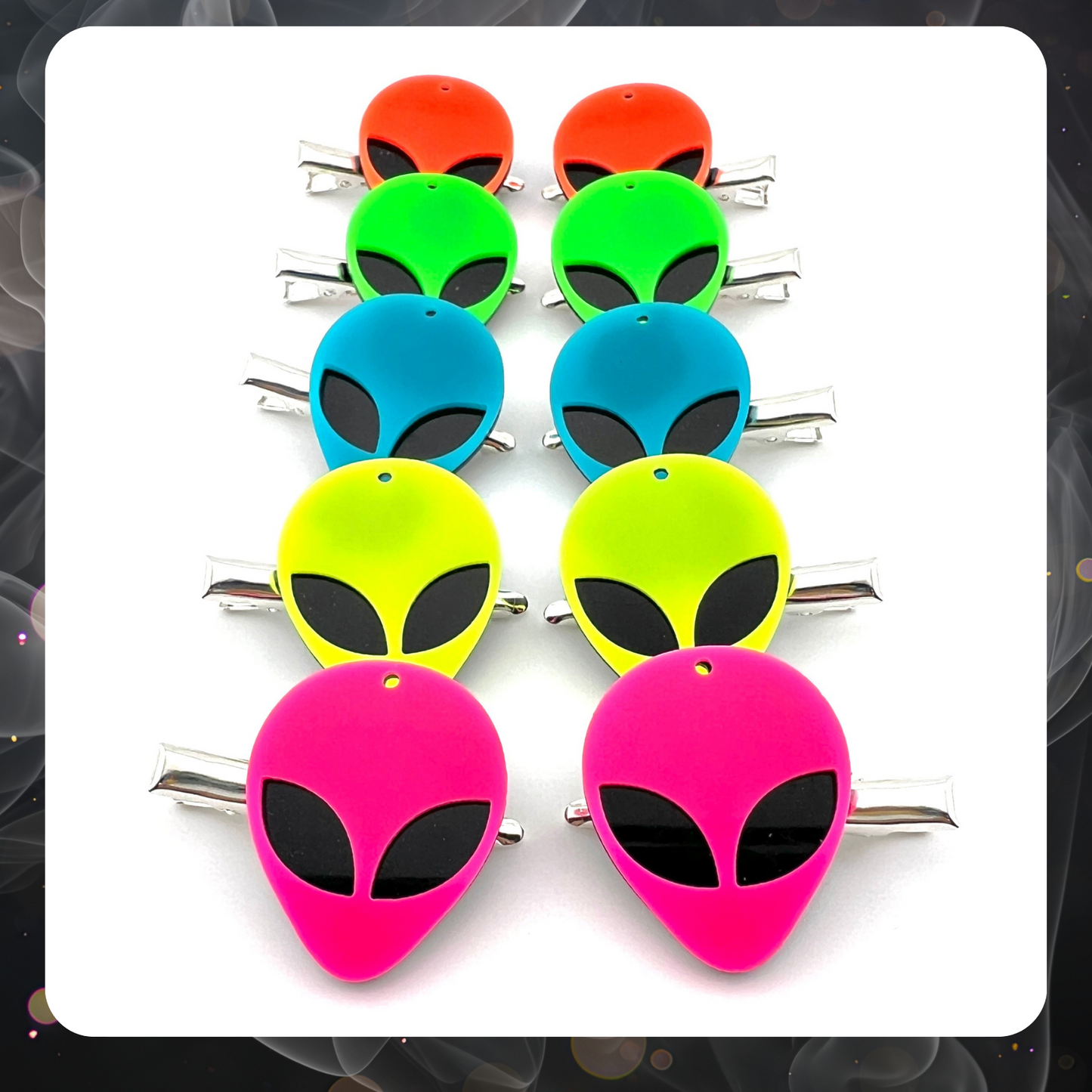 Neon Alien Hair Clips – Set of 2 (Blacklight Reactive)