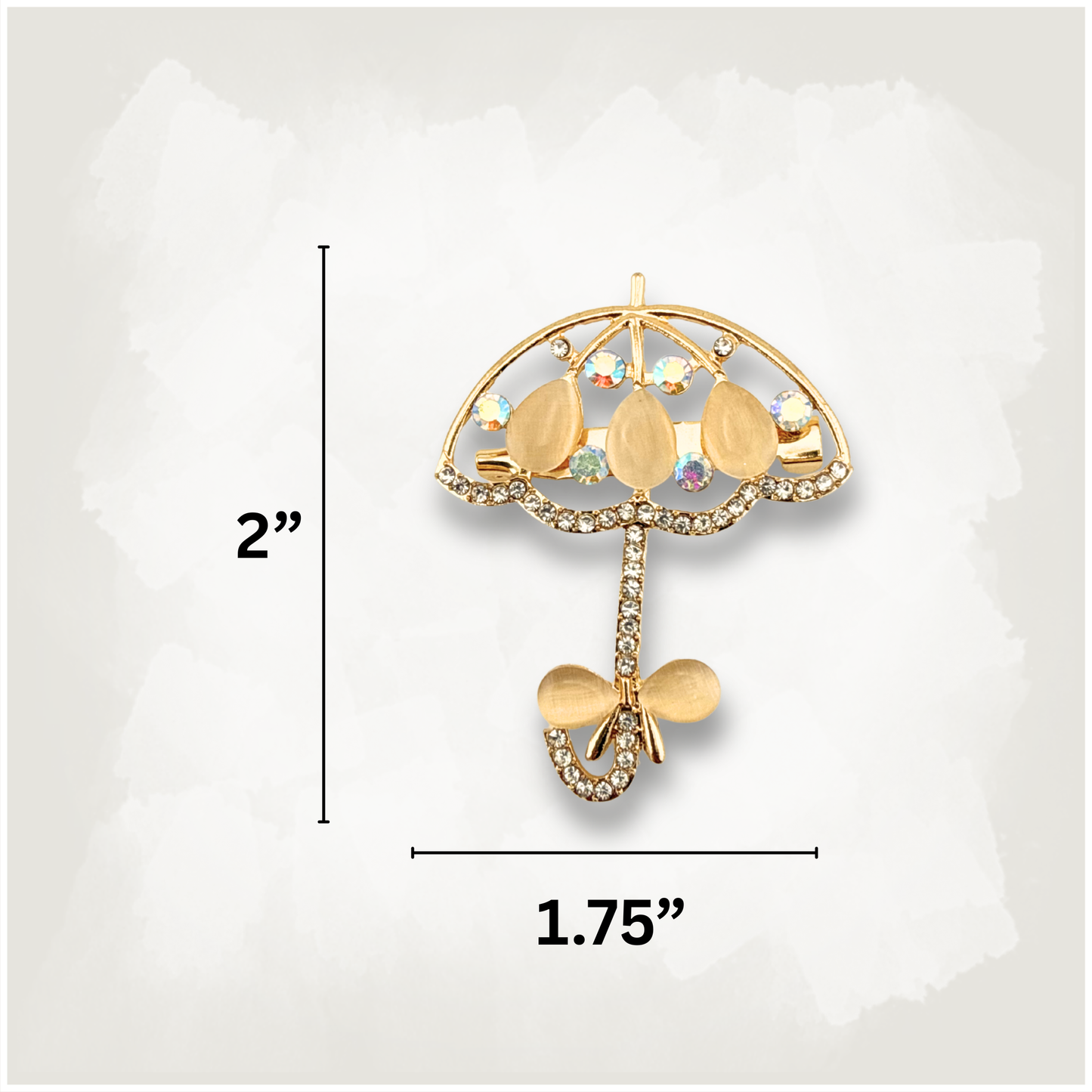 Rhinestone Parasol Umbrella Brooch