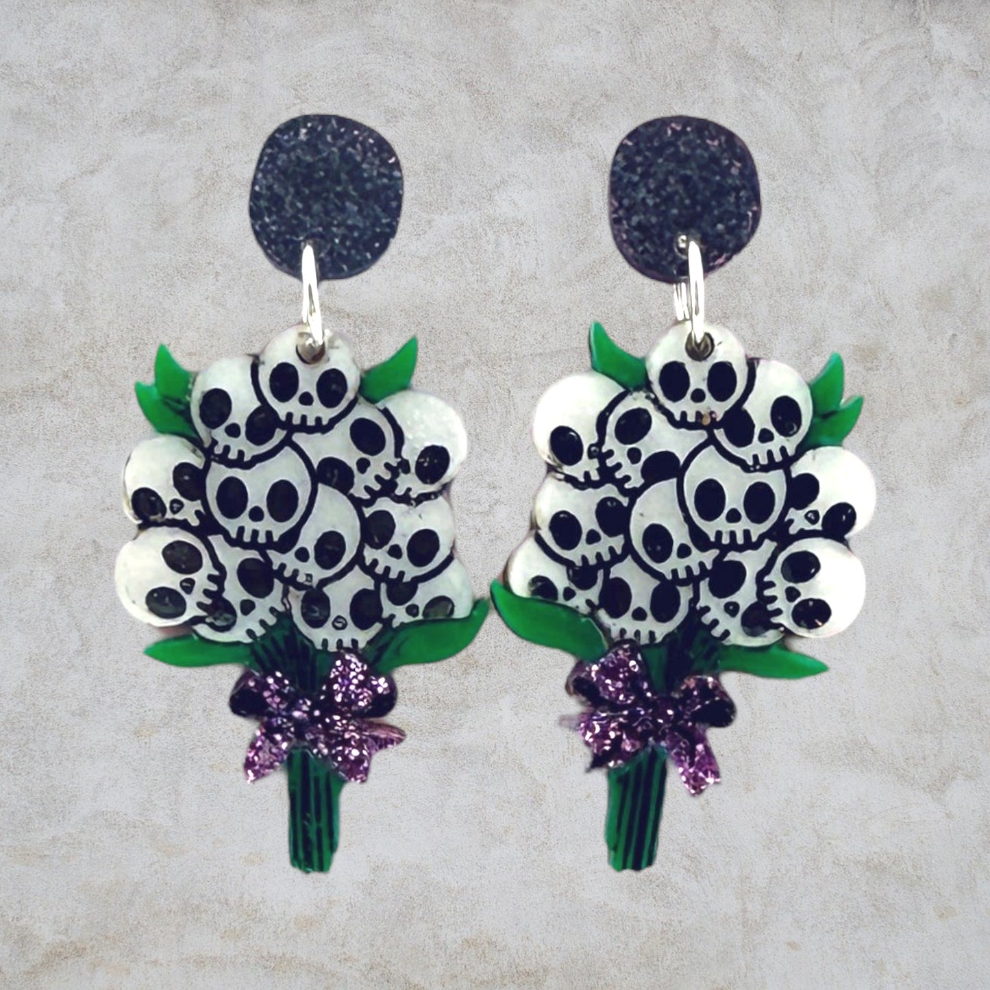 Skull Flower Bouquet Earrings