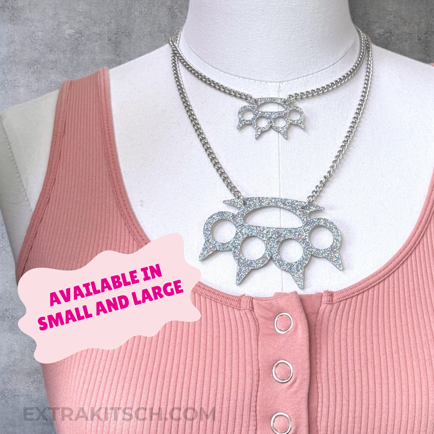 Y2K Glitter Knuckles Emo Necklace * Small Charm