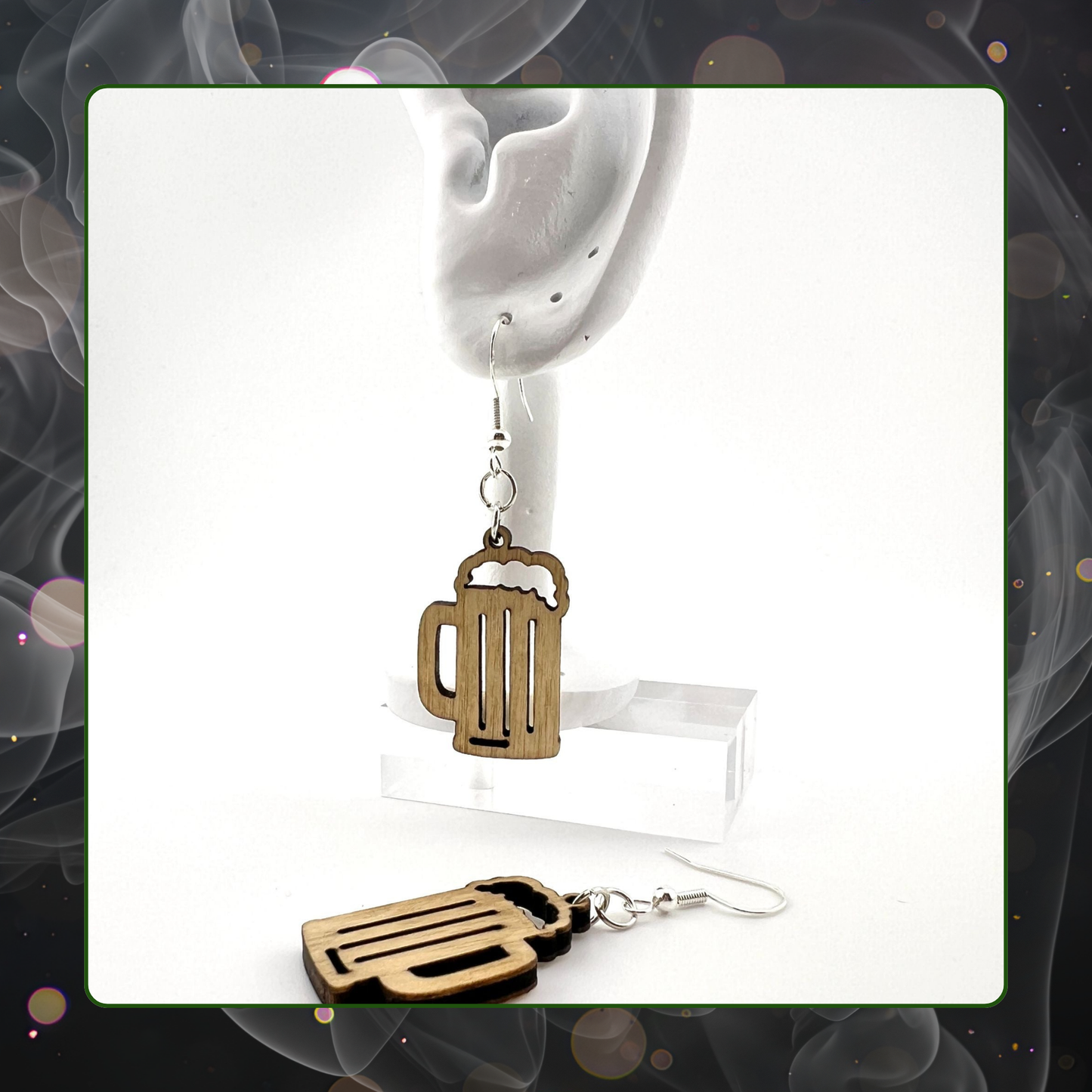 Beer Mug Wooden Earrings