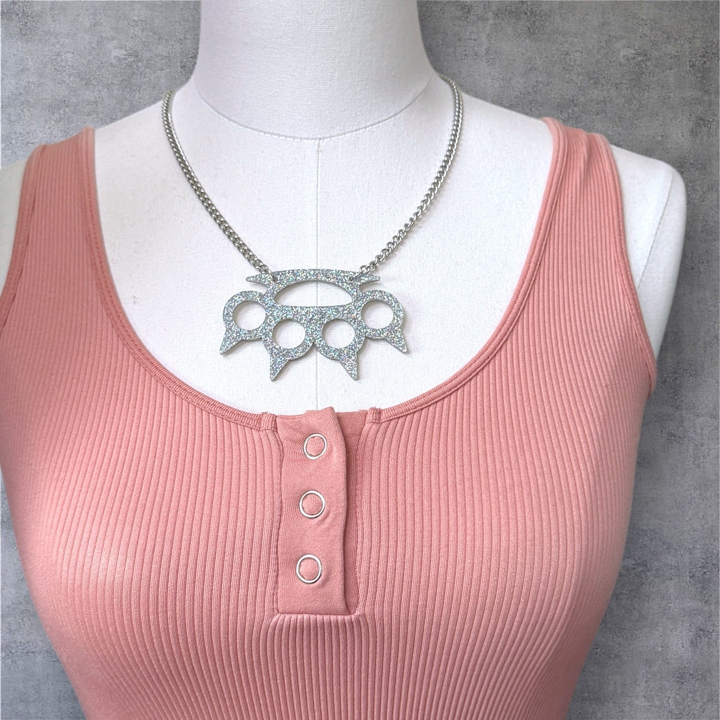 Y2K Glitter Knuckles Necklace