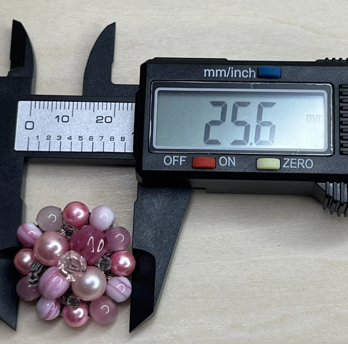 Vintage Pink Bead Cluster Clip-On Earrings (Japan)