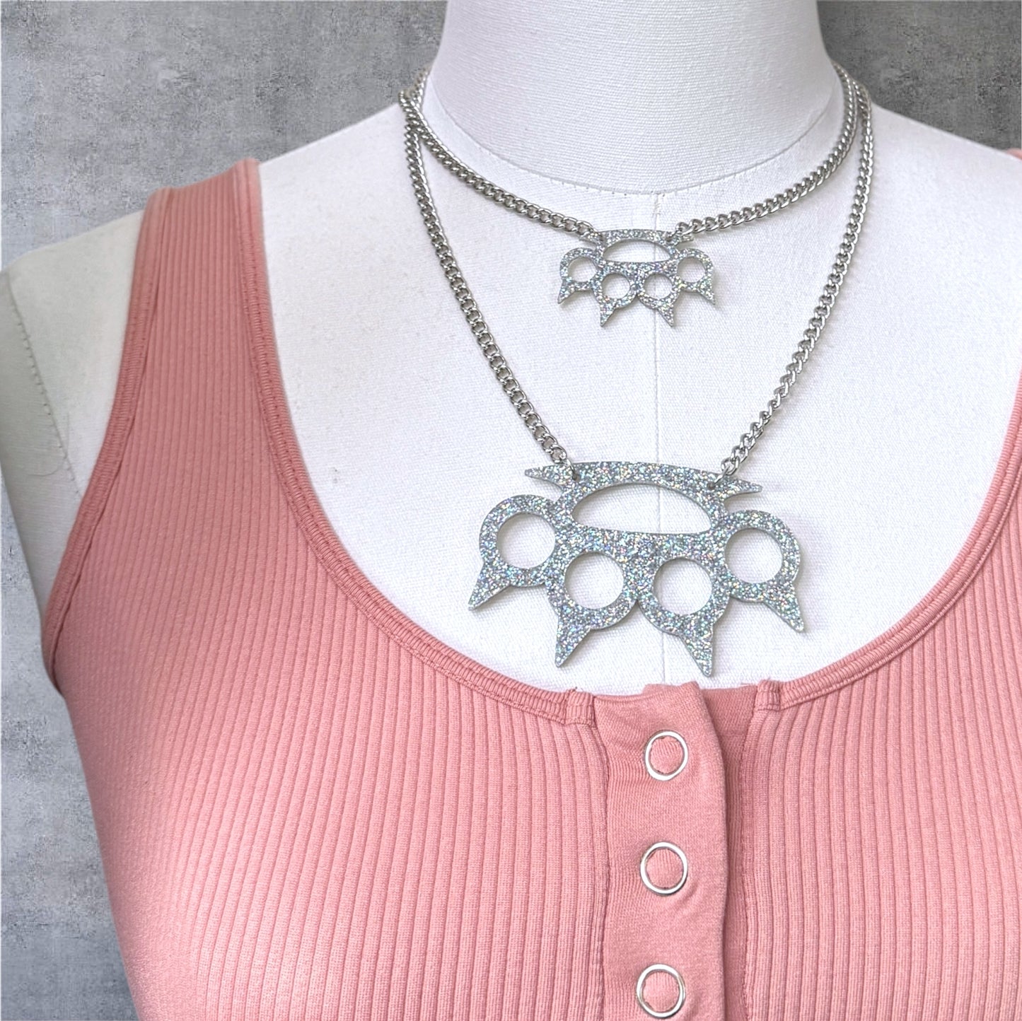 Y2K Glitter Knuckles Necklace