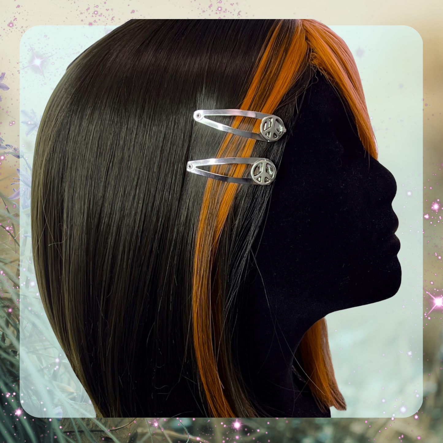 Silver Peace Sign Hair Clips – Set of 2