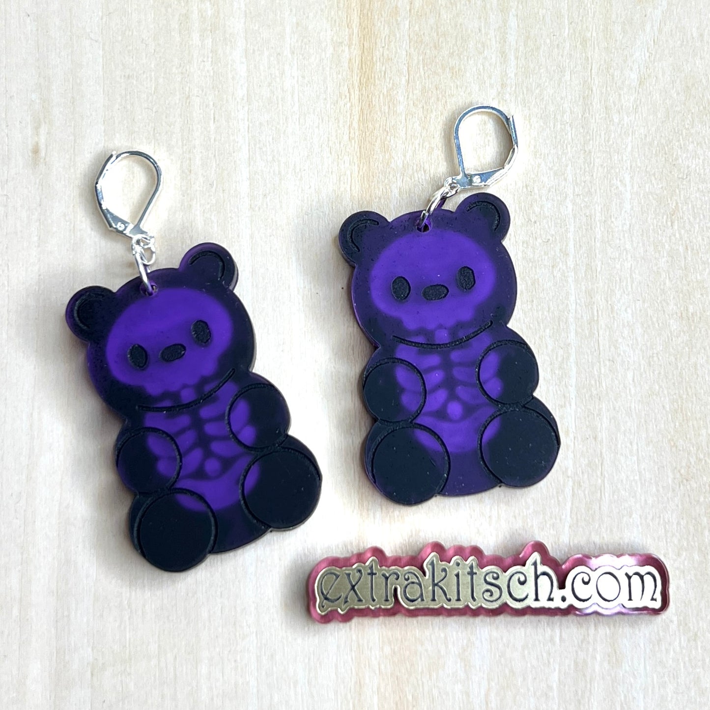 Spooky Skeleton Gummy Bear Earrings – Cute & Creepy Acrylic Dangles