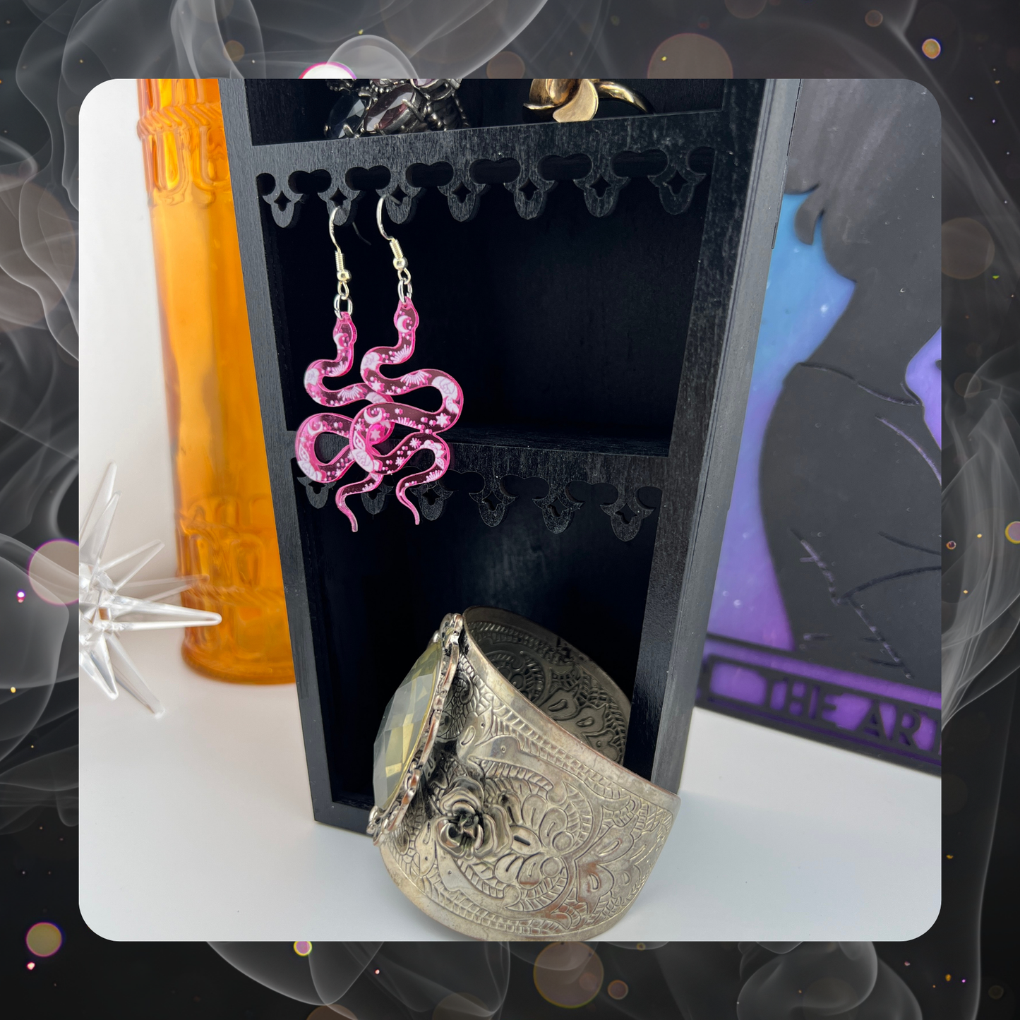 Gothic Coffin Curio Shelf – Black Wood Display for Crystals, Jewelry & Oddities