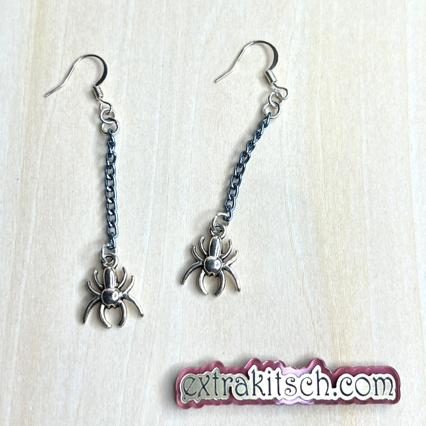 Spider & Web Earrings – Spooky Drop Dangle Pair