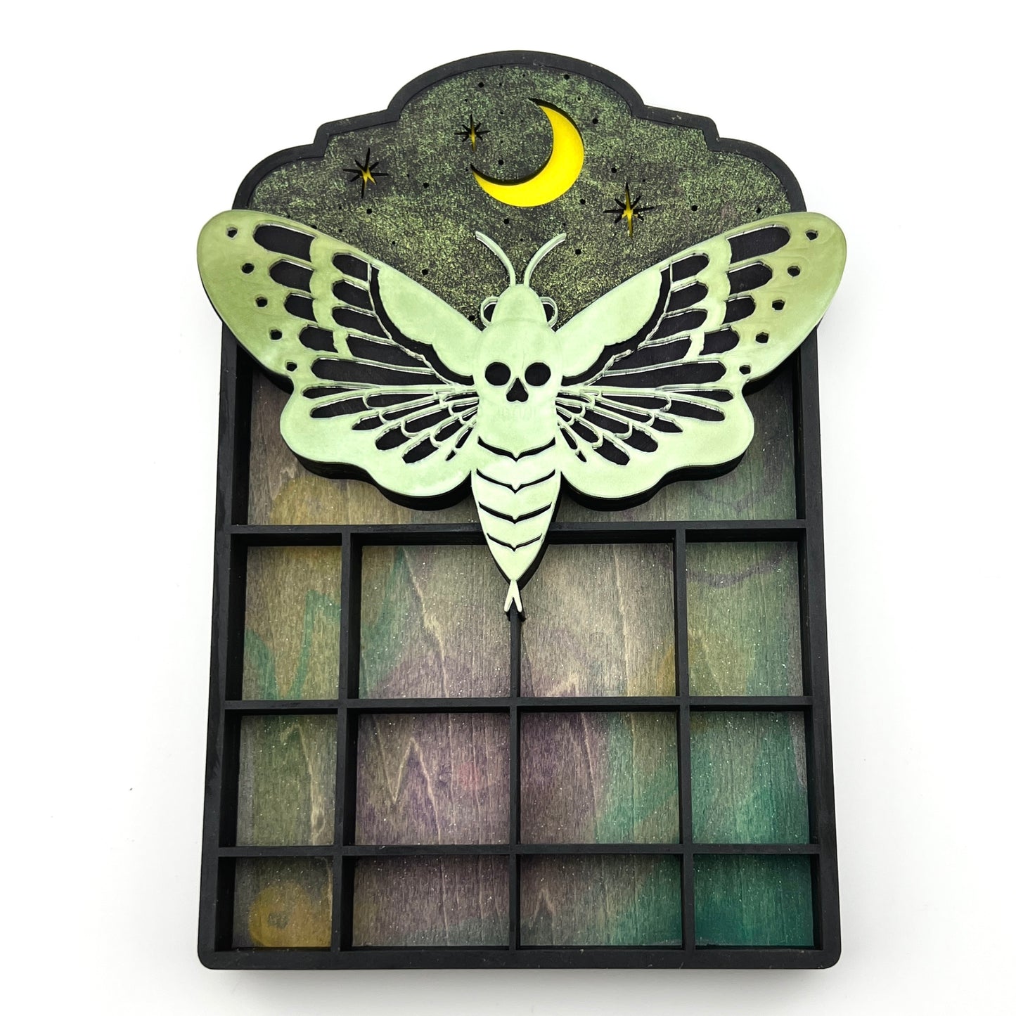 Dead Head Moth Mini Bookshelf – Celestial Gothic Curio Shelf