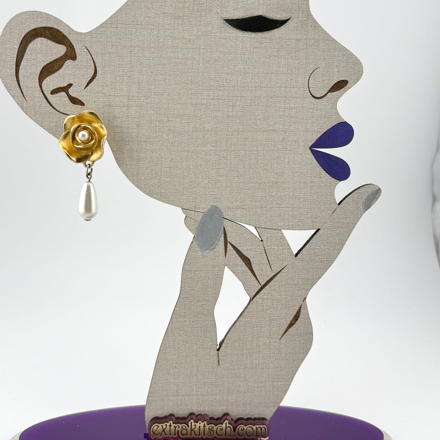 Elegant Rose and Pearl Vintage Clip on Earrings