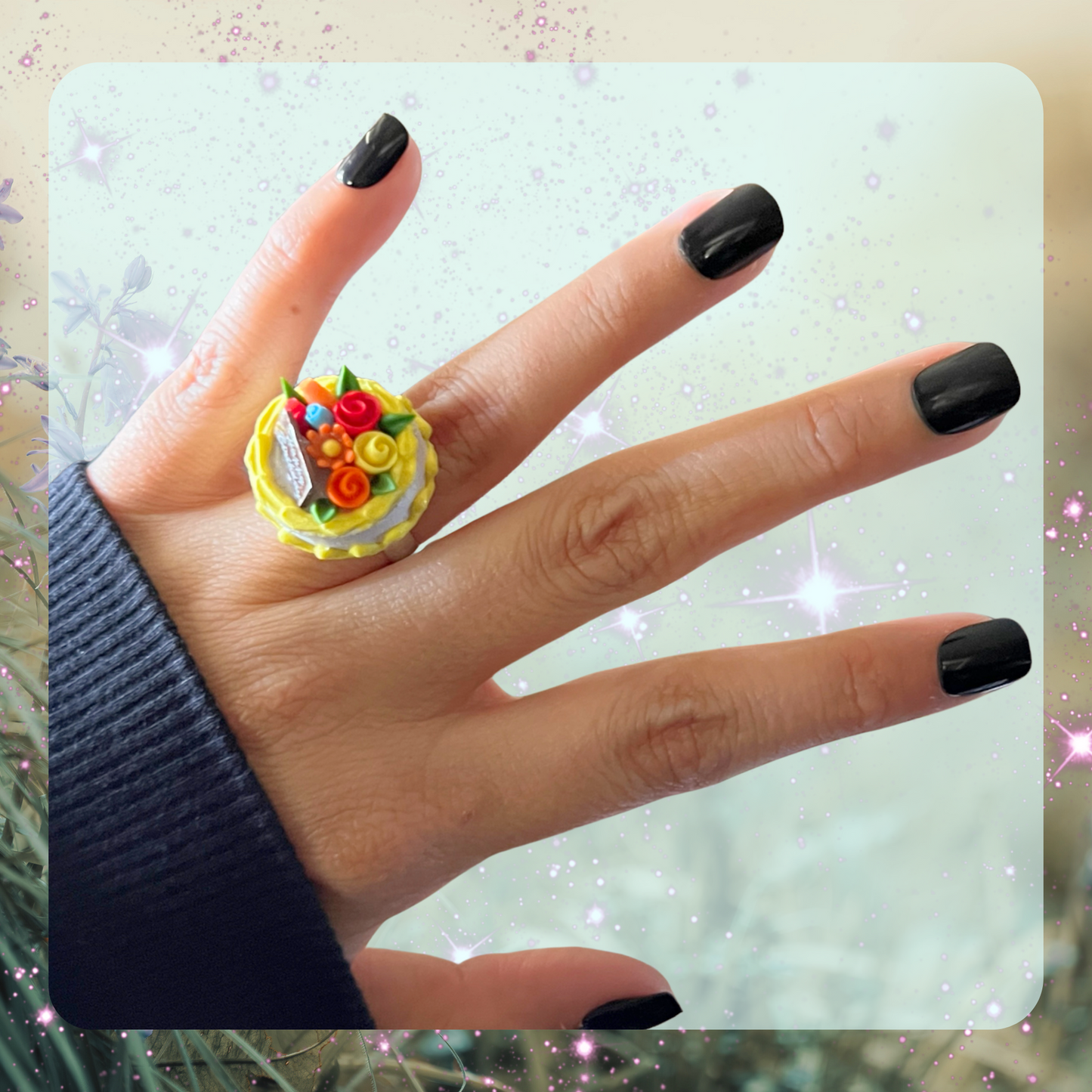 Happy Birthday Cake Ring – Handmade Kawaii Party Jewelry Gift