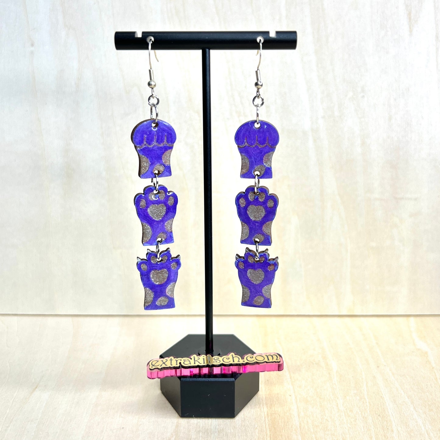 Cat Paw Rock Paper Scissors Dangle Earrings – Pink Statement Jewelry