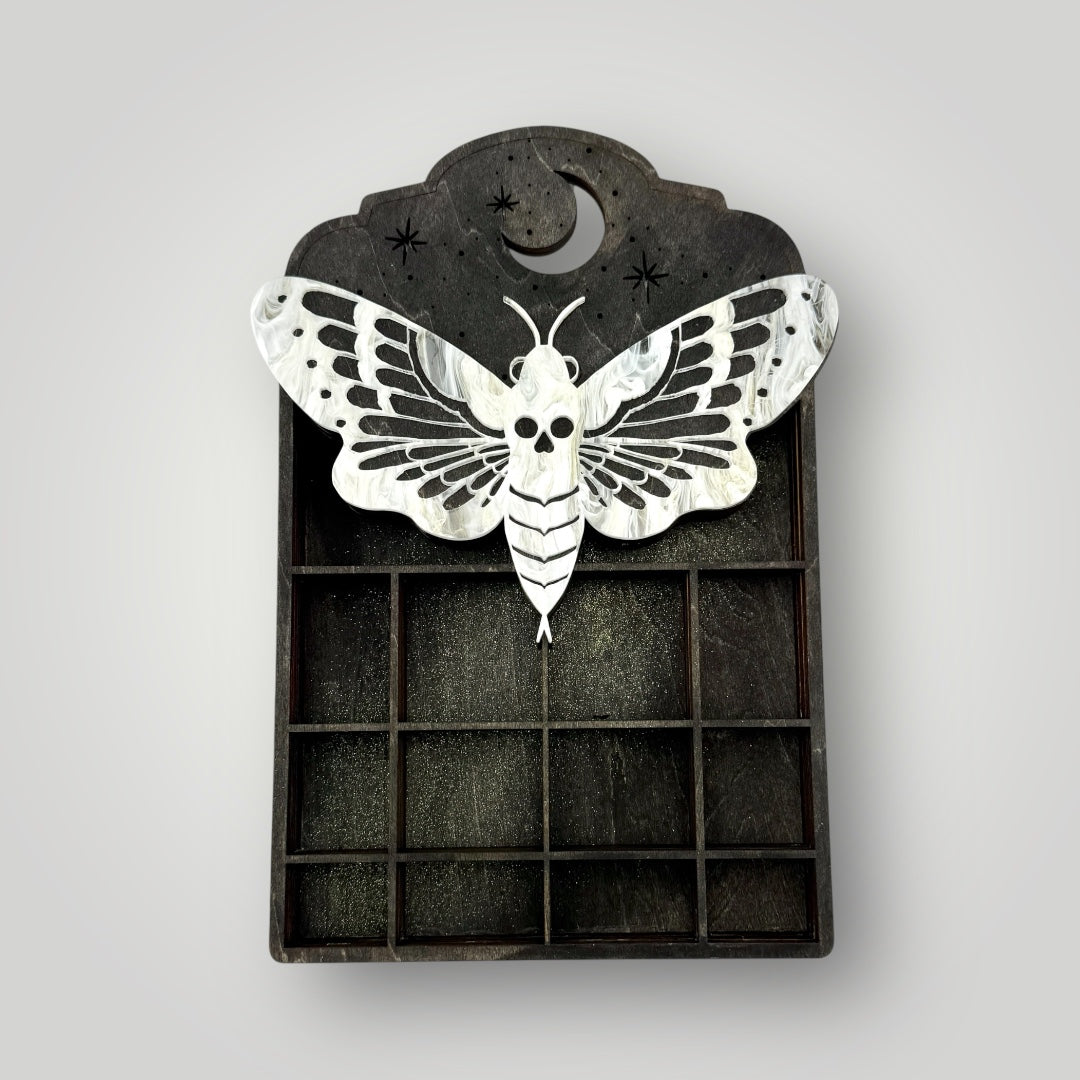 Dead Head Moth Mini Bookshelf – Celestial Gothic Curio Shelf