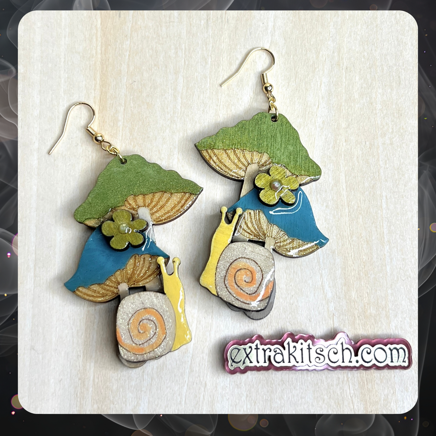 Cottagecore Mushroom & Snail Earrings