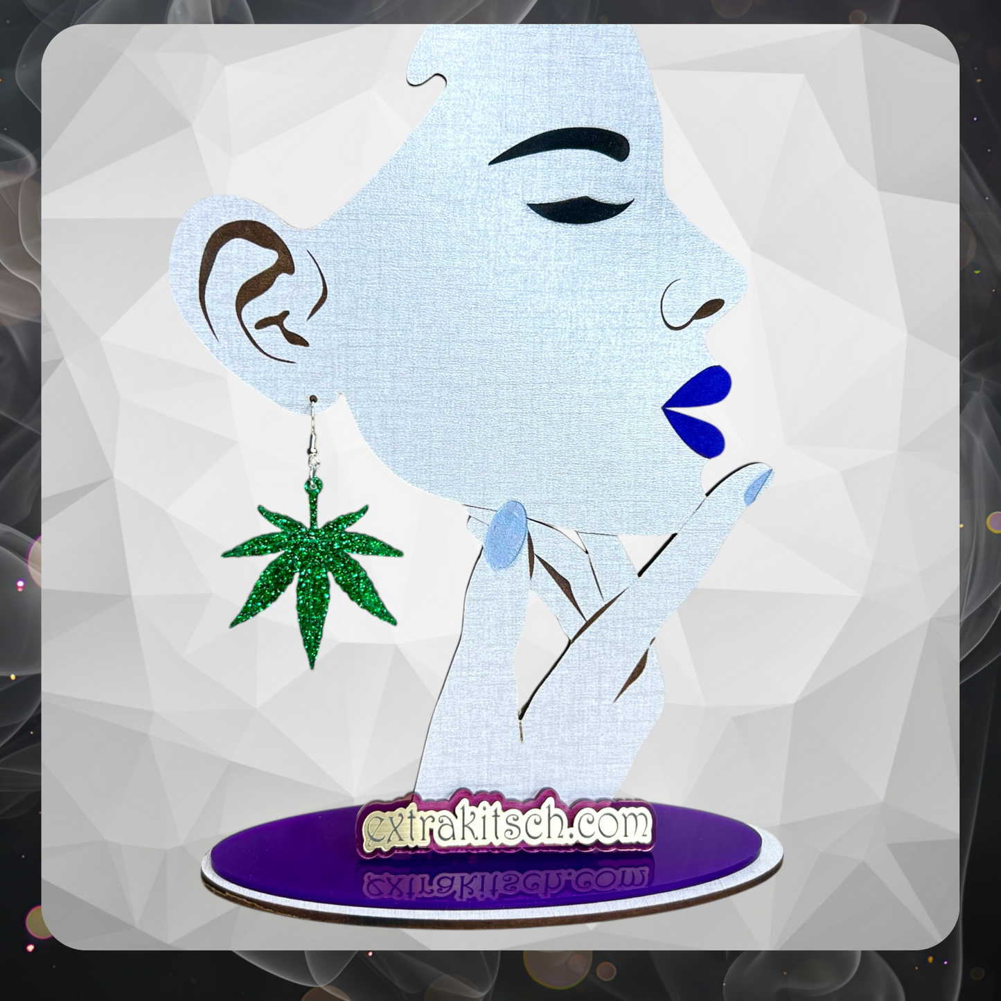 Green Glitter Weed Leaf Earrings – 420 Statement Jewelry