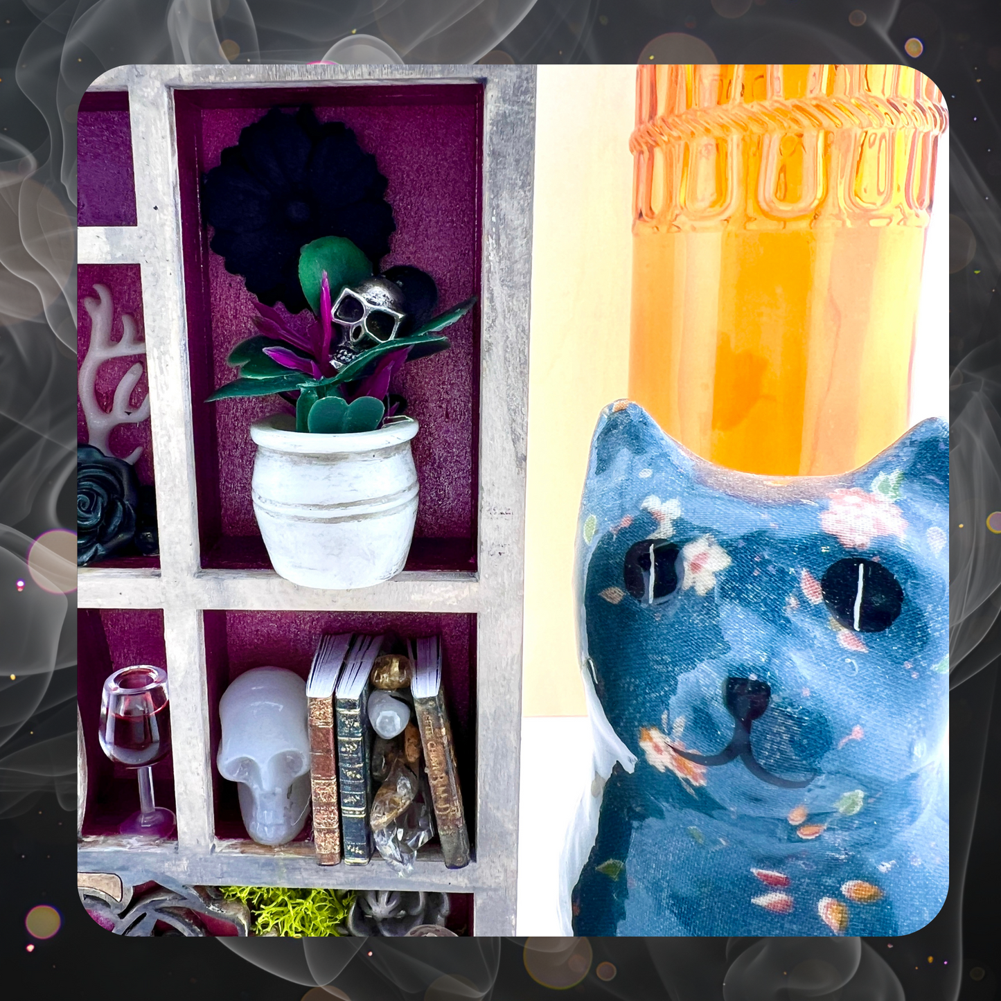 Skull and Roses Miniature Curio Shelf