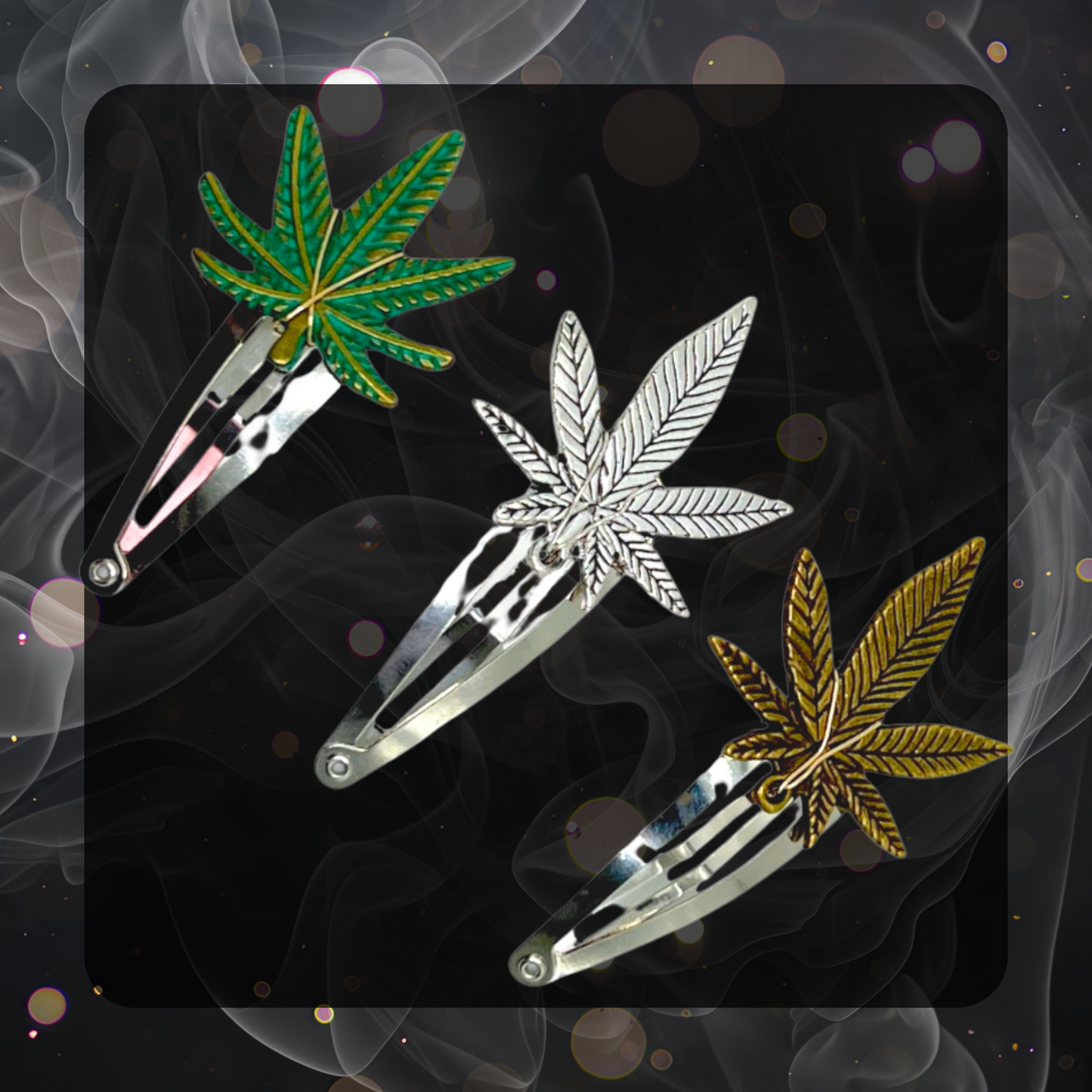 420 Pot Leaf Hair Clips – Set of 2 in Silver, Gold, or Green