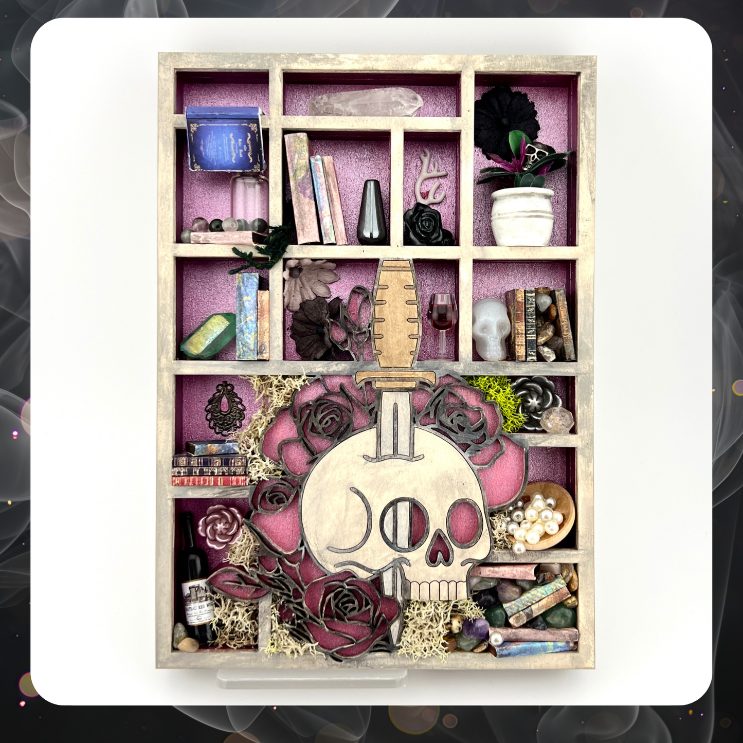 Skull and Roses Miniature Curio Shelf