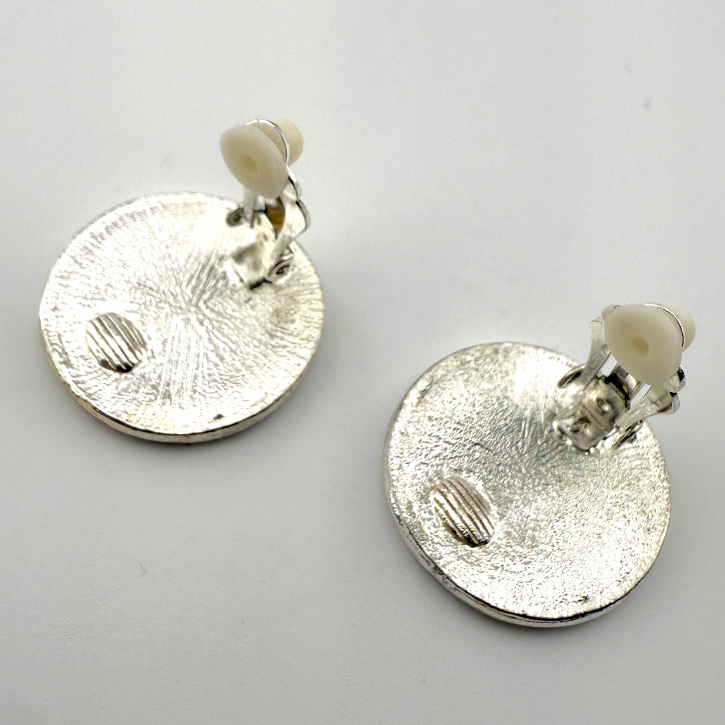 Vintage Enamel Striped Clip On Earrings