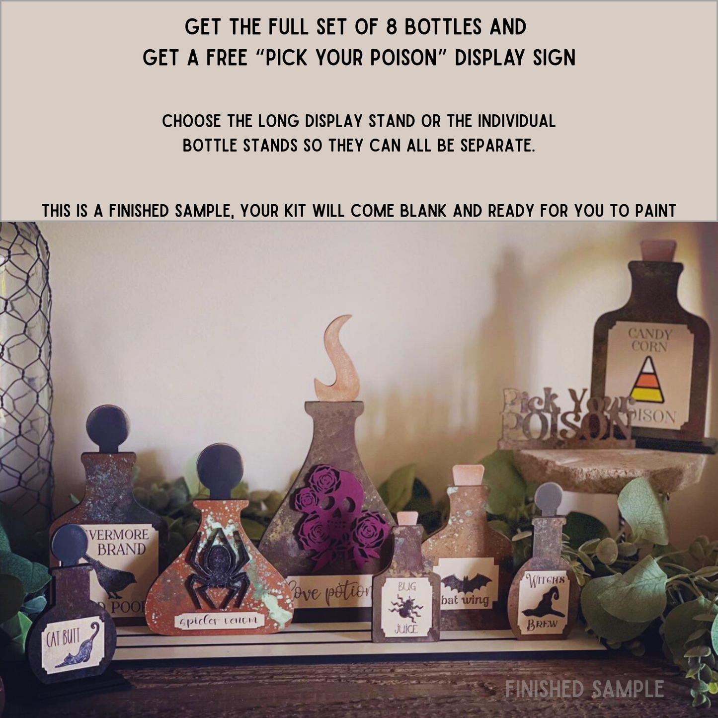 Halloween Apothecary Potion Bottle DIY Kit – Collectible Wooden Halloween Craft