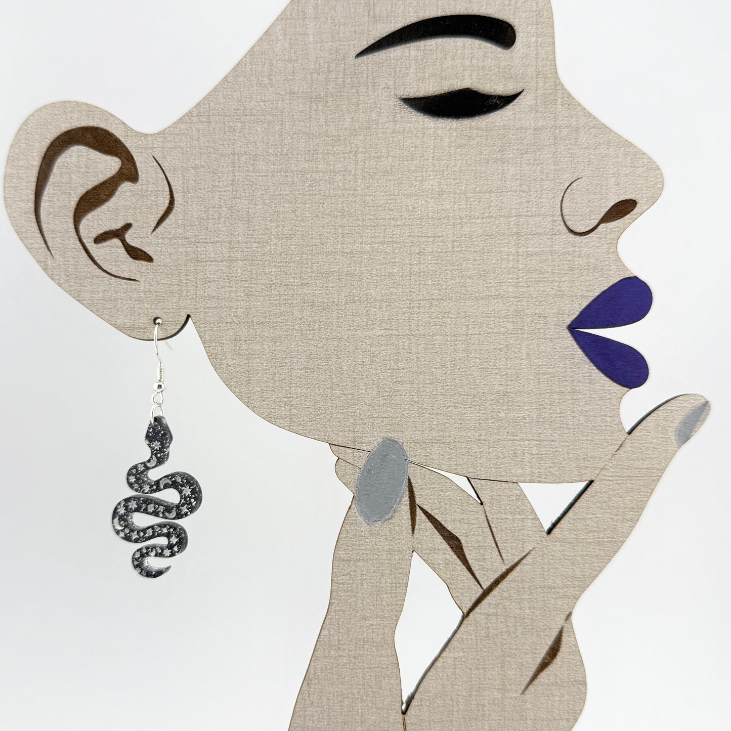 Black Glitter Mystical Snake Earrings