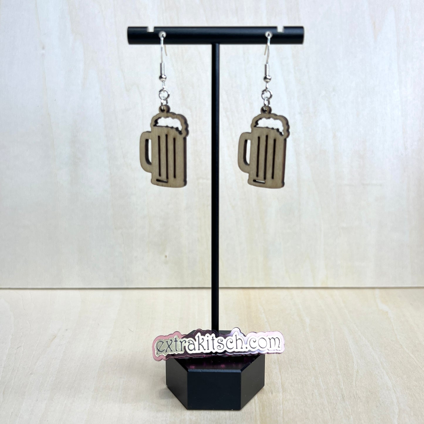 Beer Mug Wooden Earrings