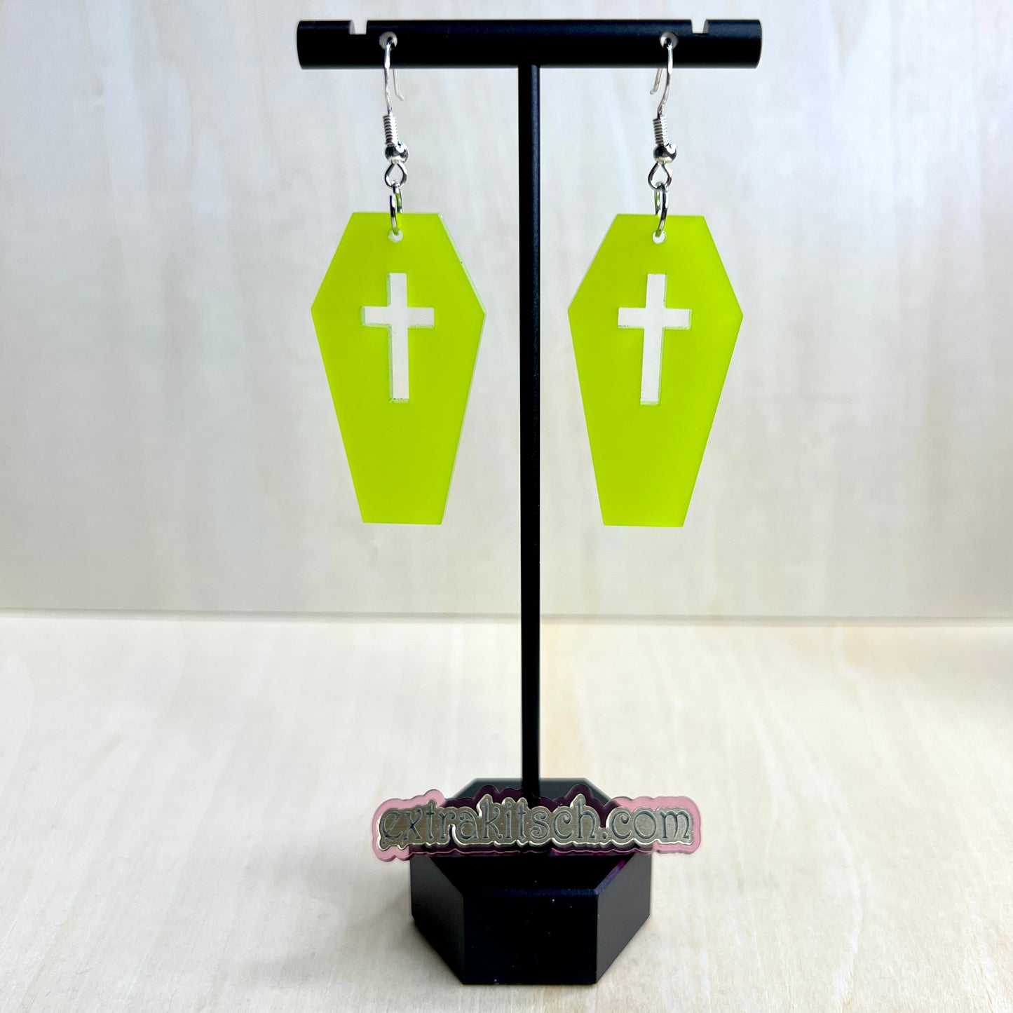 Glitter Coffin Cross Earrings – Spooky Cute Gothic Dangles