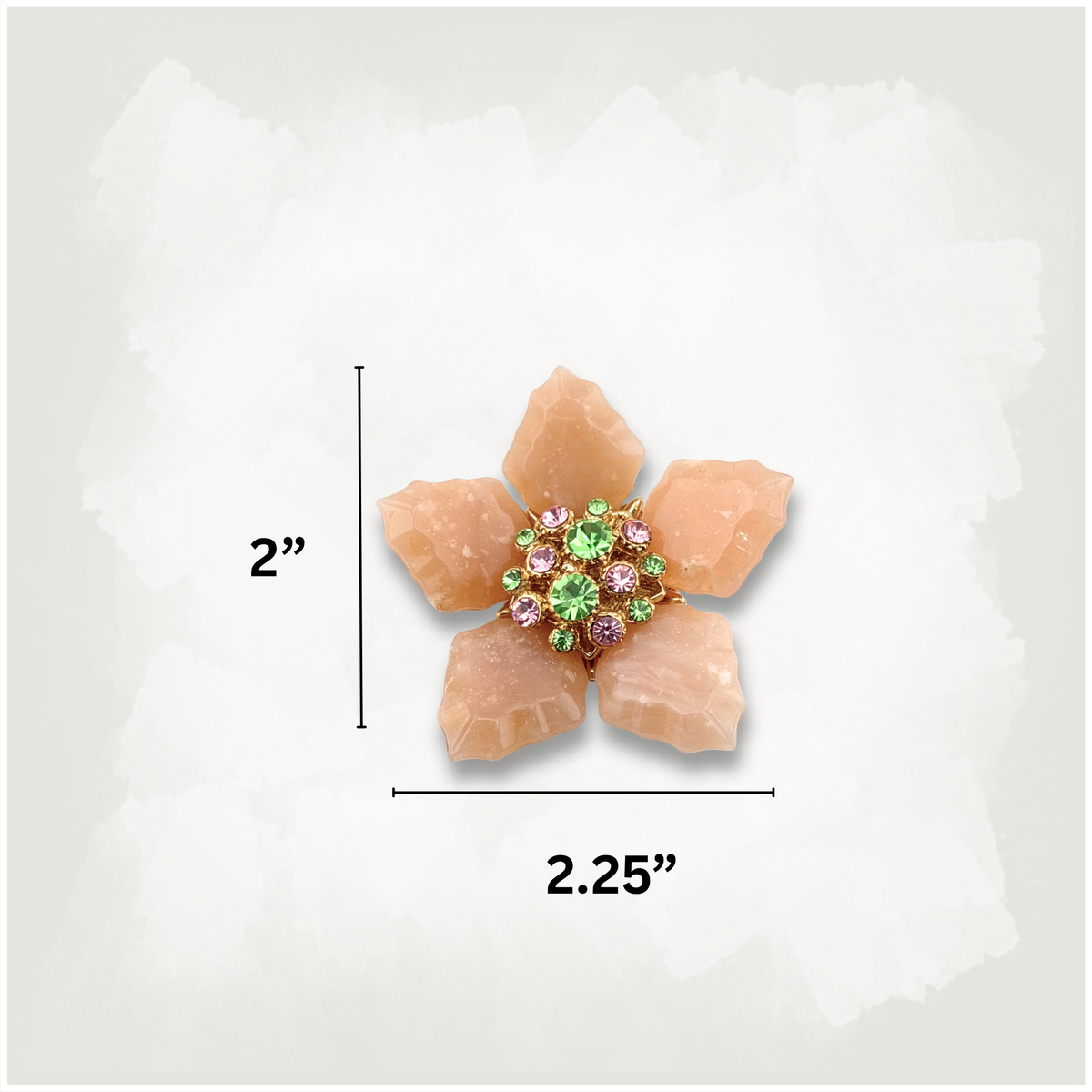 Vintage Pink Flower Rhinestone Brooch