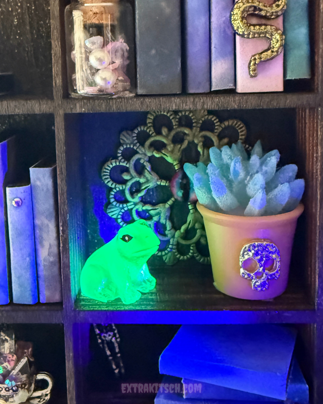 Moth Curio Shelf – Glow-in-the-Dark Miniature Shadow Box with Witchy Decor