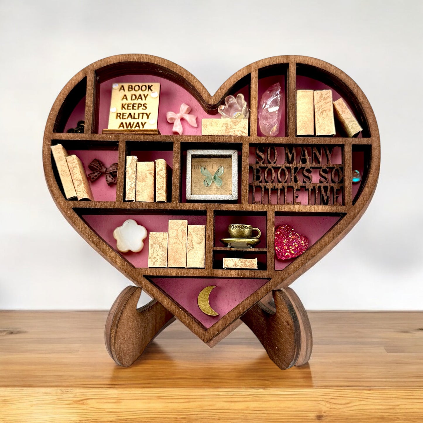 Mini Bookshelf Heart Ornament