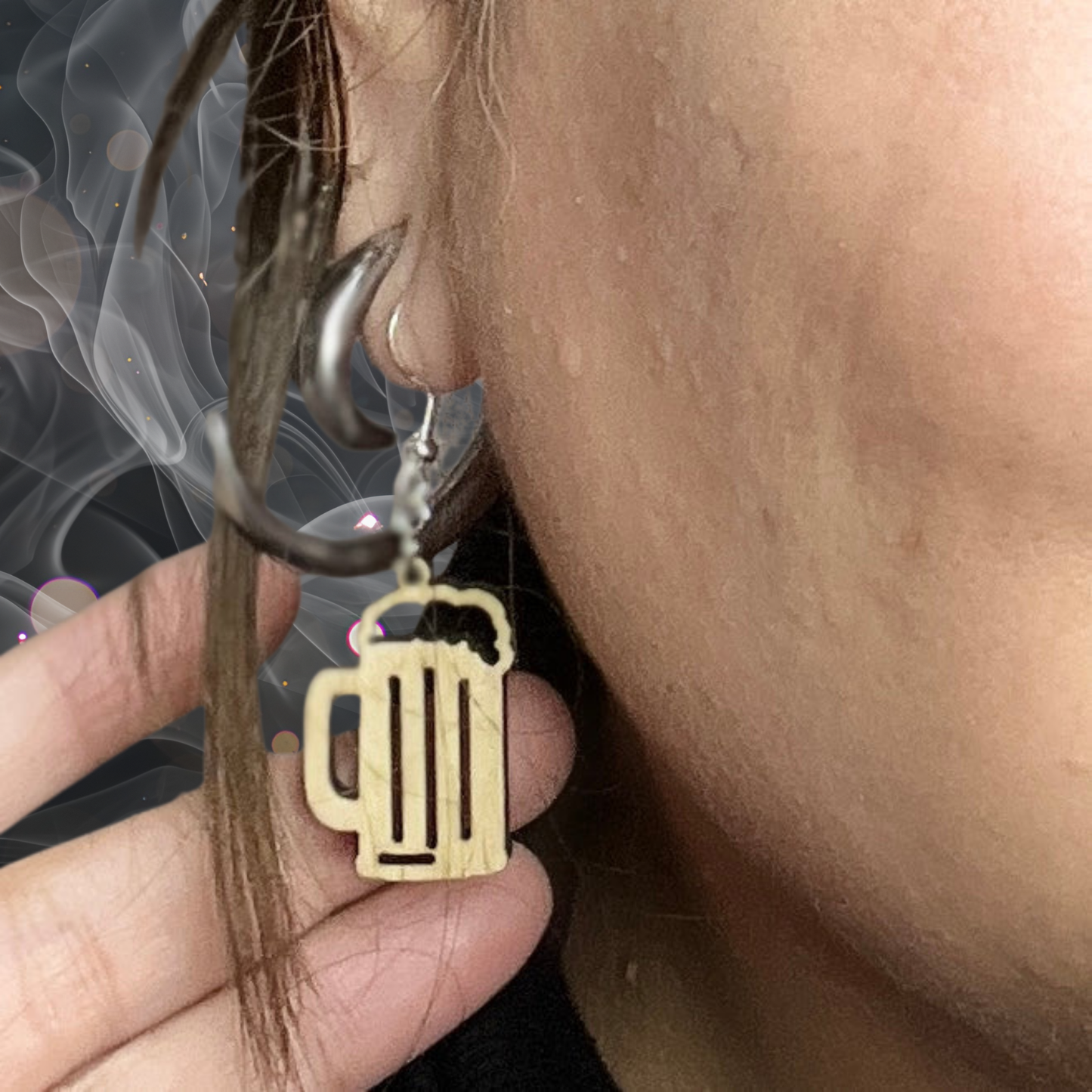 Beer Mug Wooden Earrings