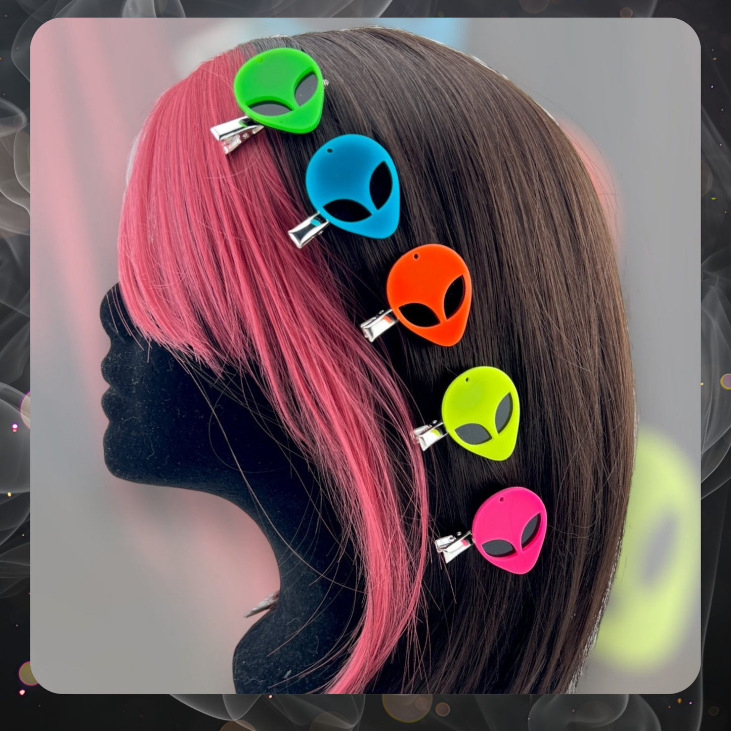 Neon Alien Hair Clips – Set of 2 (Blacklight Reactive)