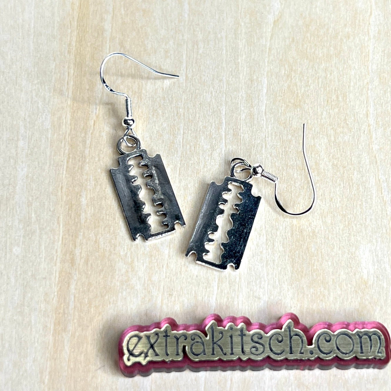 Punk Rock Razor Blade Earrings – Grunge & Goth Metal Dangles