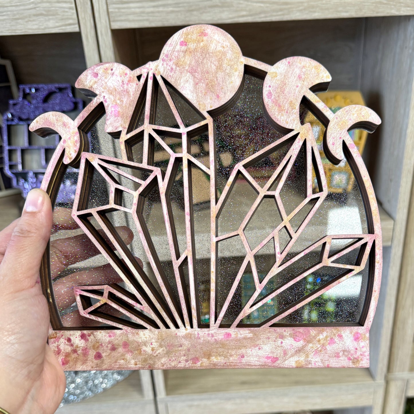 Pink Crystal Curio Shelf