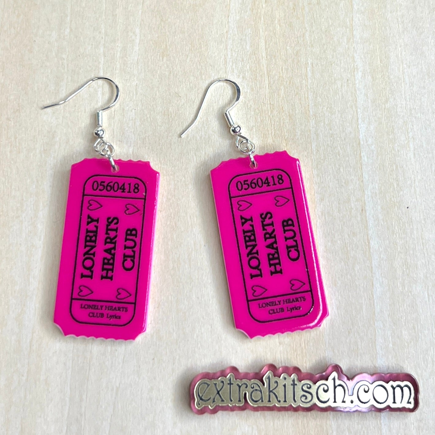 Lonely Hearts Club Ticket Earrings – Pink Laser Cut Statement Dangles