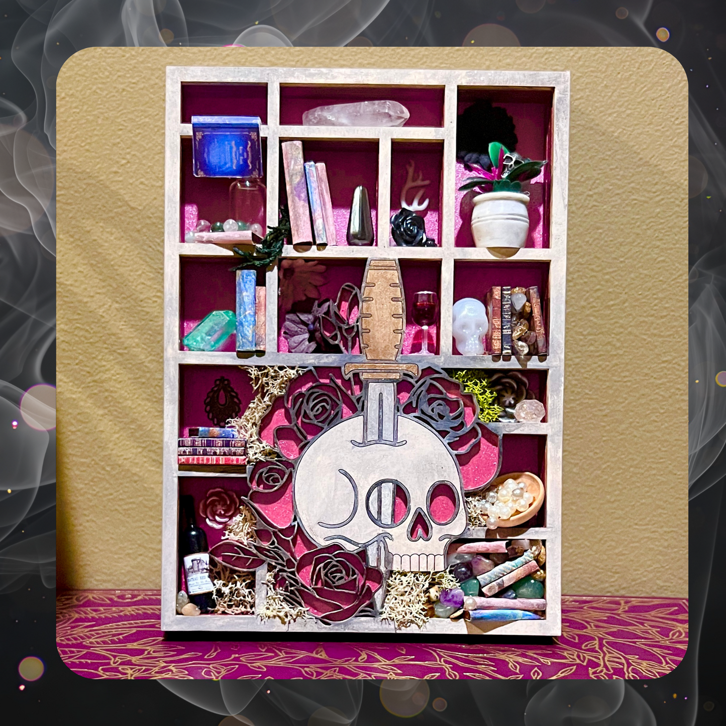 Skull and Roses Miniature Curio Shelf