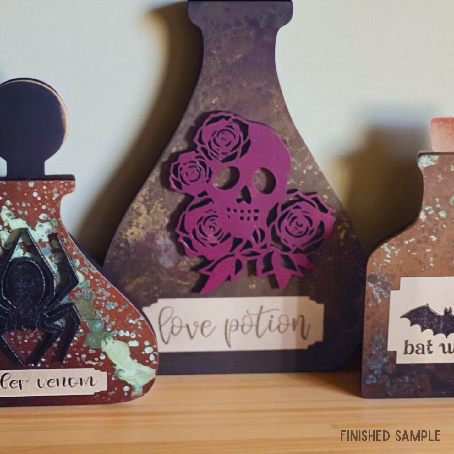 Halloween Apothecary Potion Bottle DIY Kit – Collectible Wooden Halloween Craft