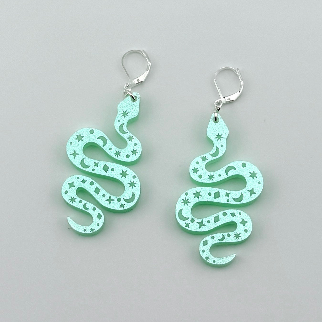 Black Glitter Mystical Snake Earrings