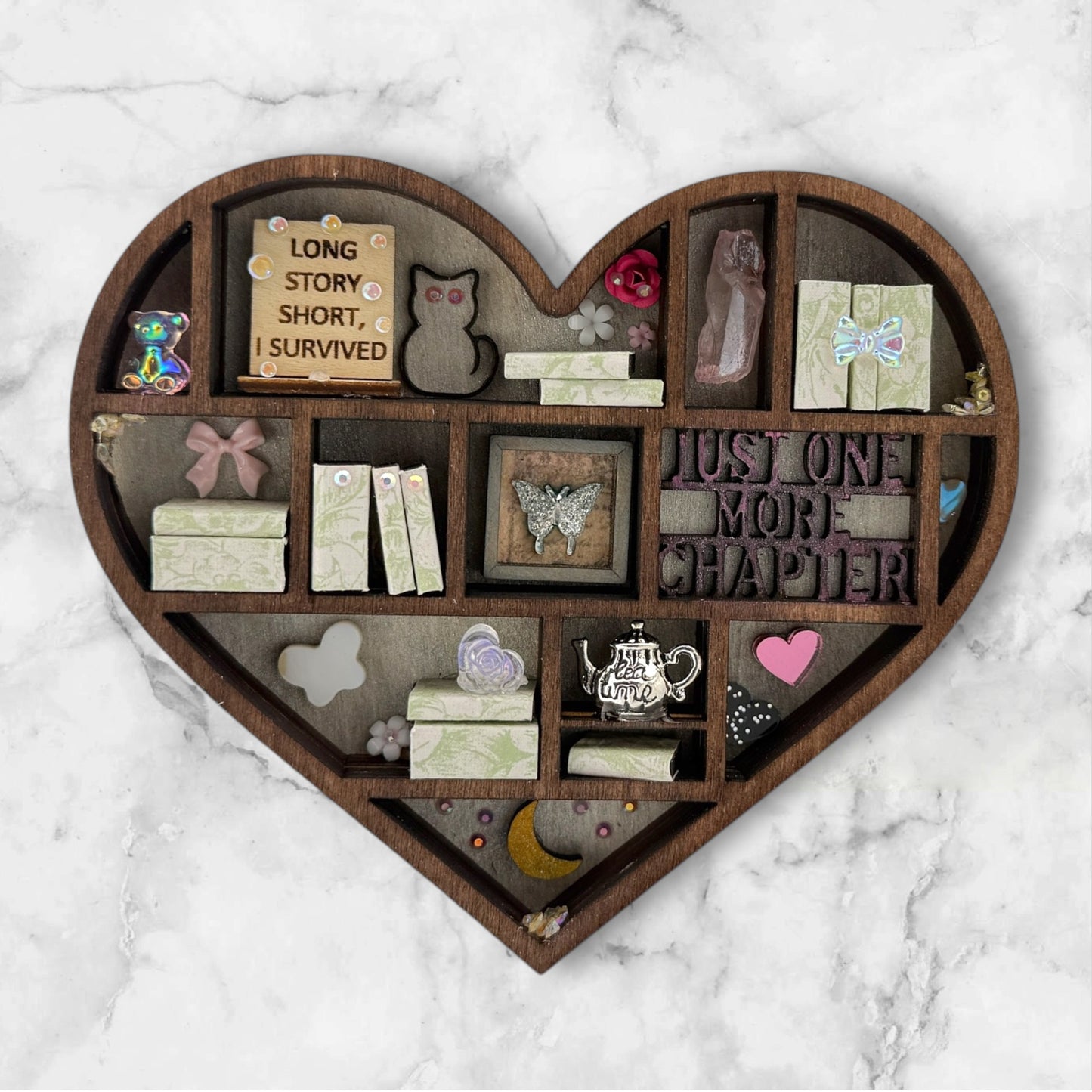 Mini Bookshelf Heart Ornament