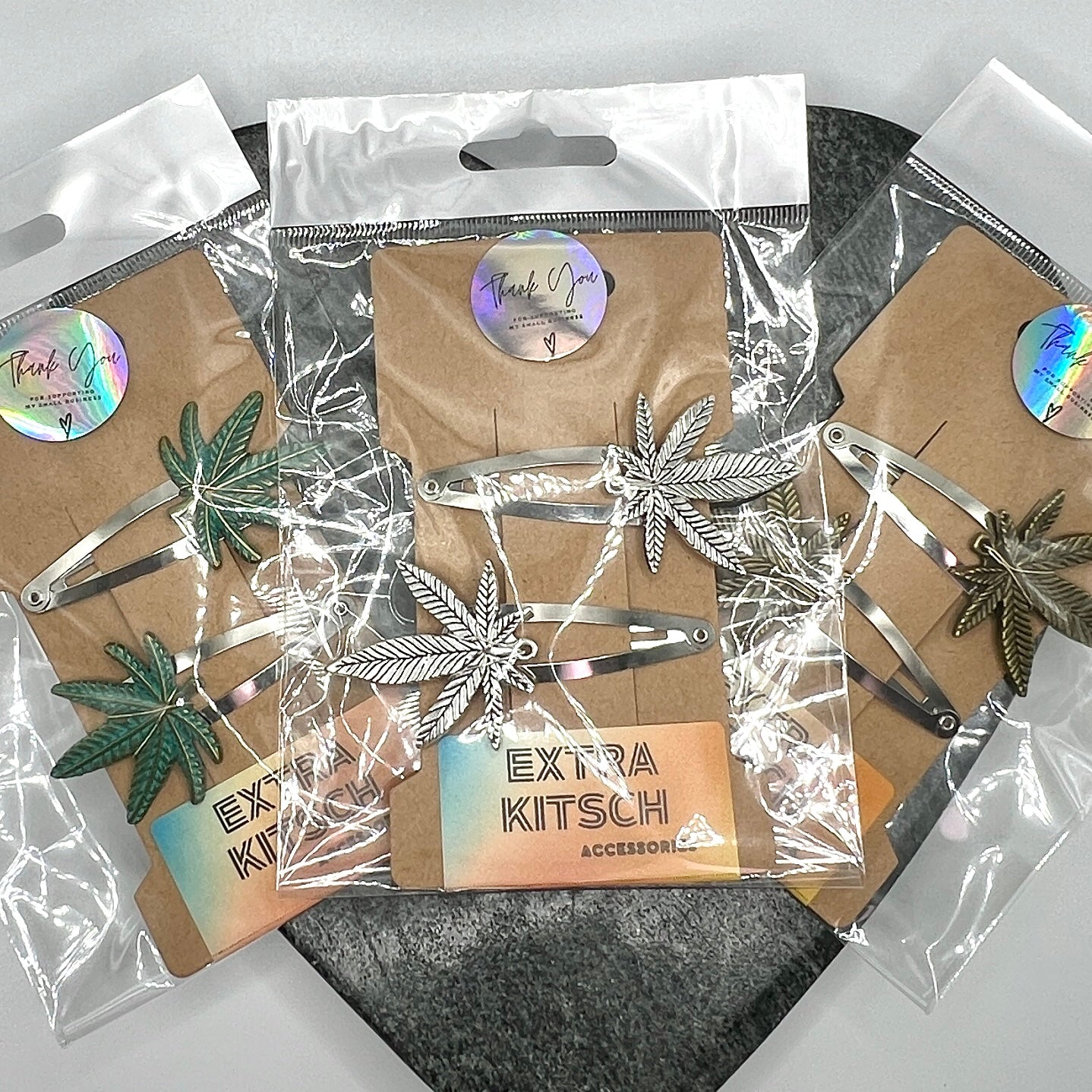 420 Pot Leaf Hair Clips – Set of 2 in Silver, Gold, or Green