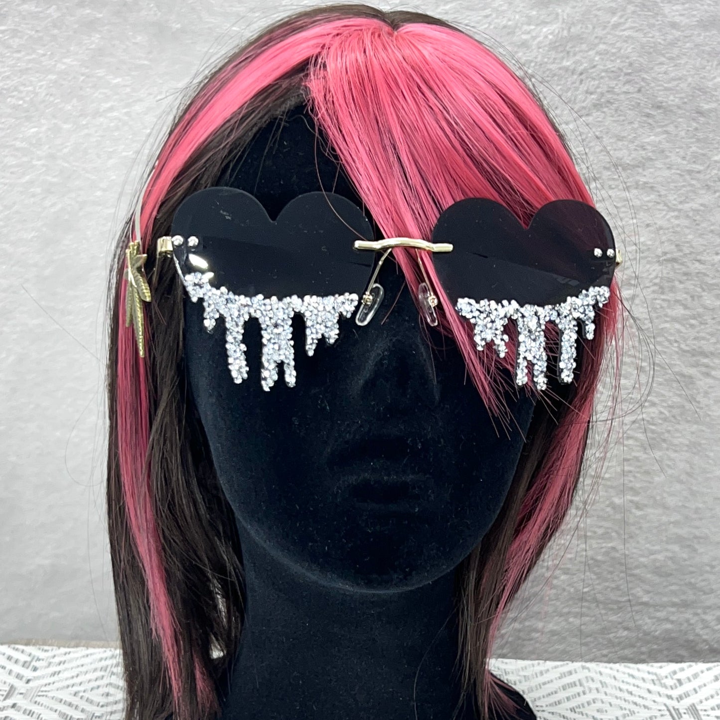 Drippy Glitter Heart Sunglasses