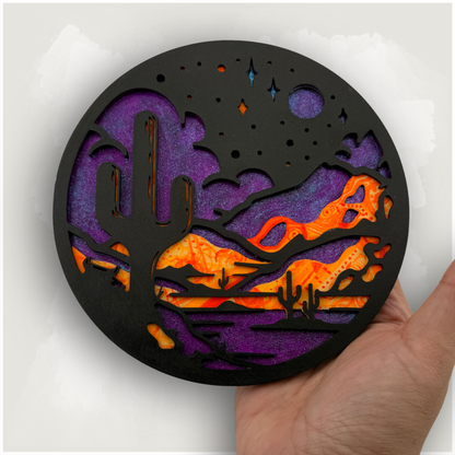 Psychedelic Trippy Desert Blacklight Wood Wall Art