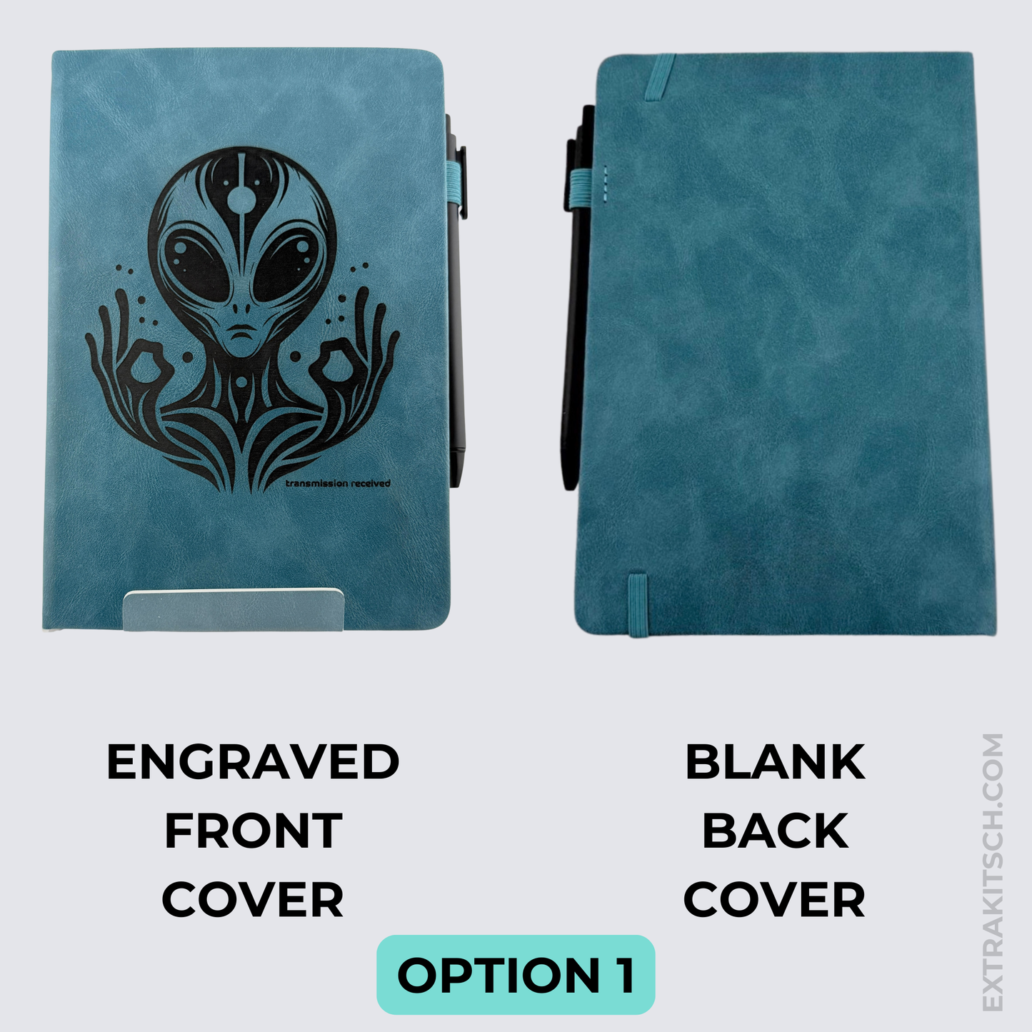 Alien Journal – Engraved Vegan Leather Notebook with Pen