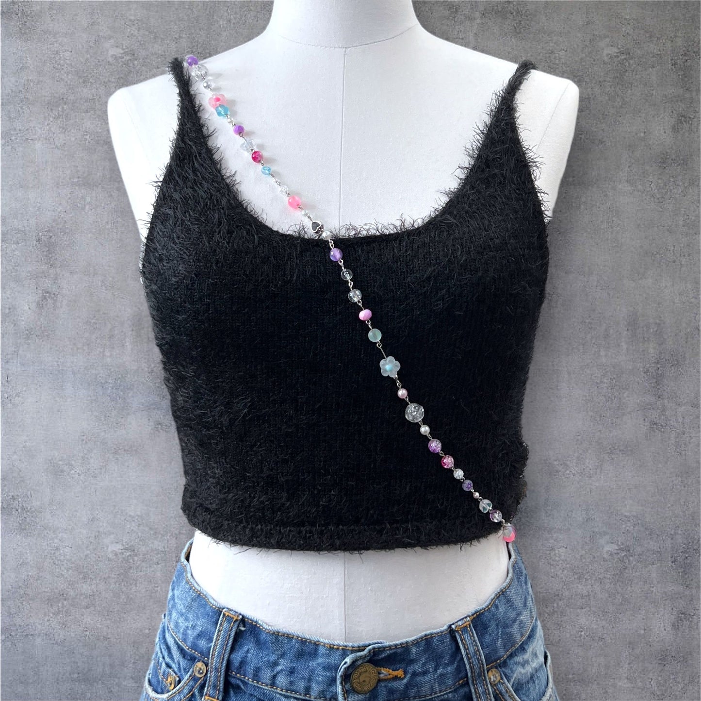 Pastel Girly Super Long Beaded Wrap Necklace / Belly Chain