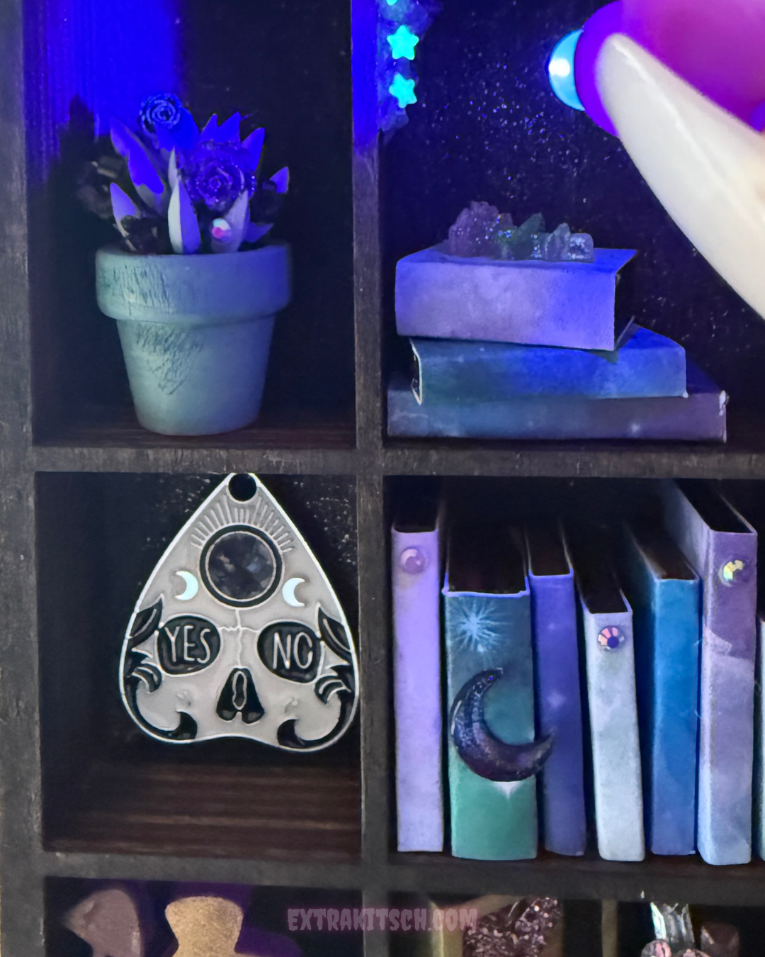 Moth Curio Shelf – Glow-in-the-Dark Miniature Shadow Box with Witchy Decor
